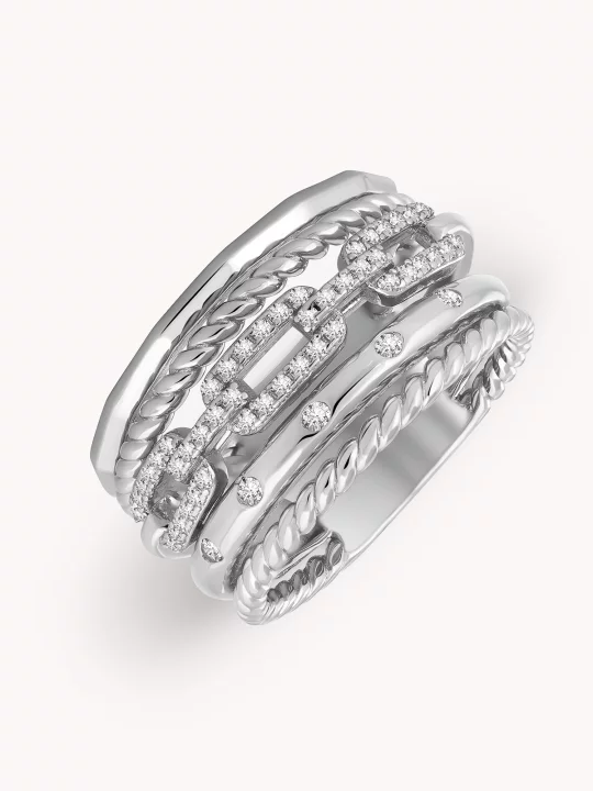 Srebrni prsten Karike i lanac