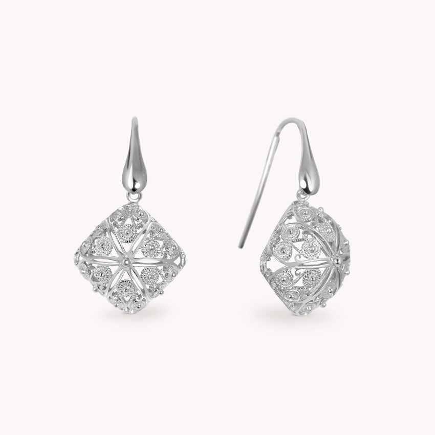 Srebrne naušnice Dalmatinske Kocke Medium