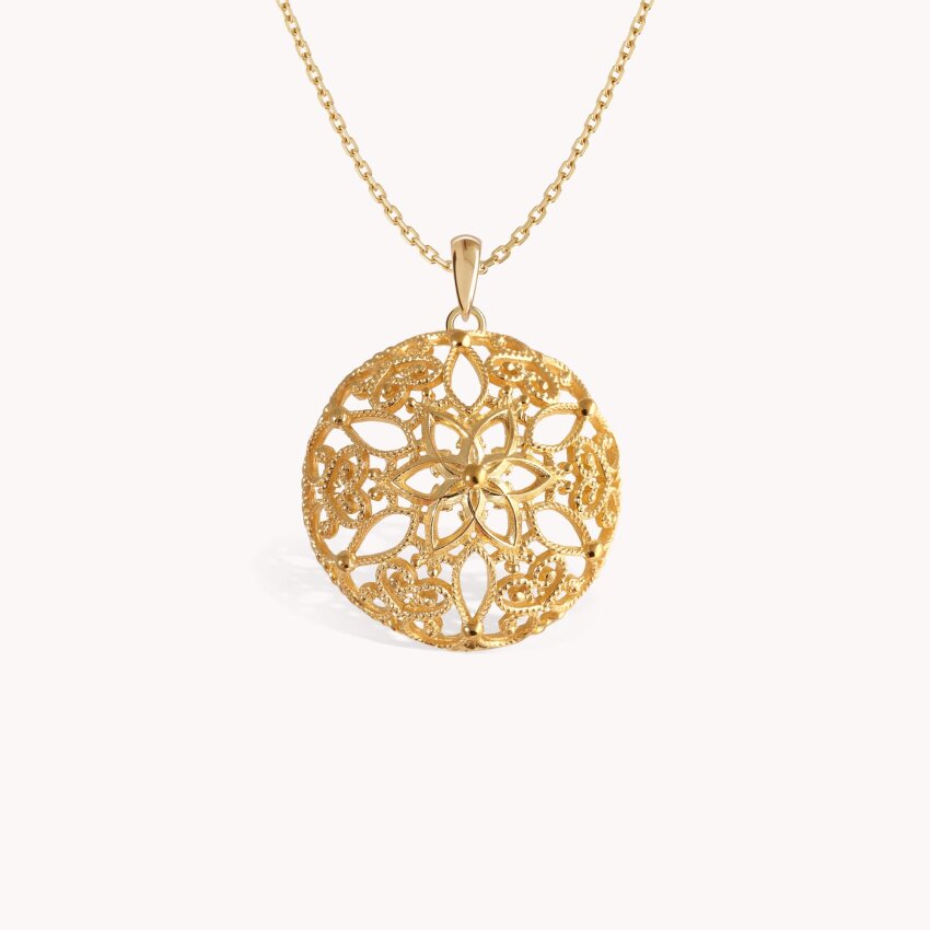 Srebrni privjesak Cvjetni Botun 18kt Pozlata