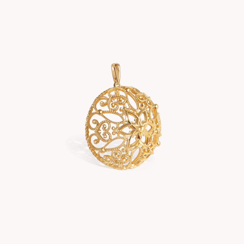 Srebrni privjesak Cvjetni Botun 18kt Pozlata