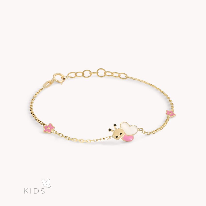 Zlatna narukvica Pink Butterfly