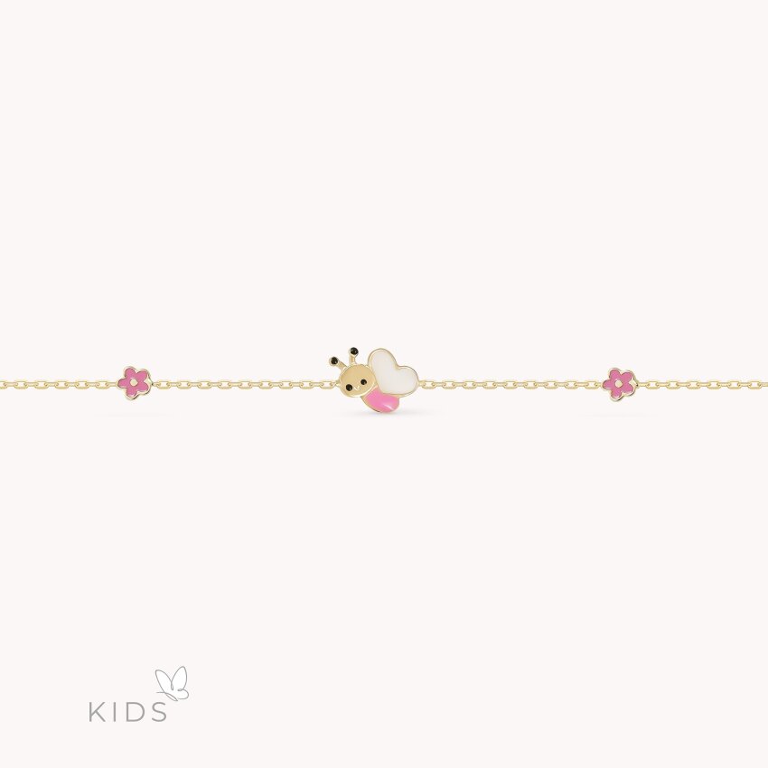 Zlatna narukvica Pink Butterfly