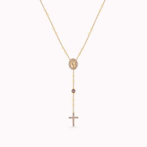 Srebrna ogrlica Violet rosary