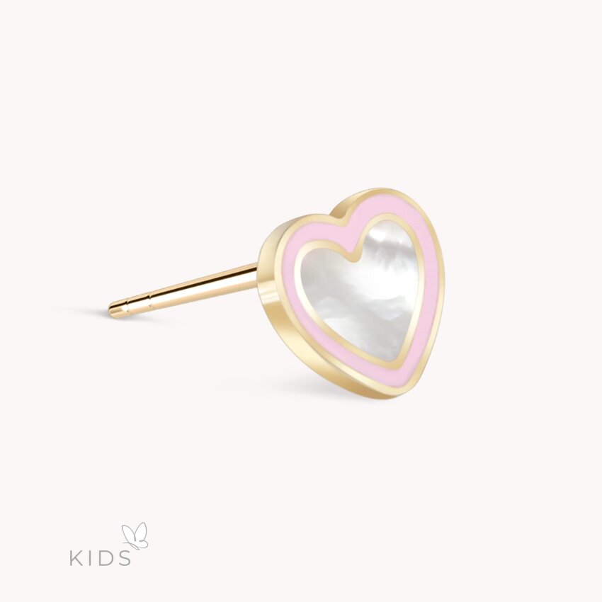 Zlatne naušnice Pink Hearts