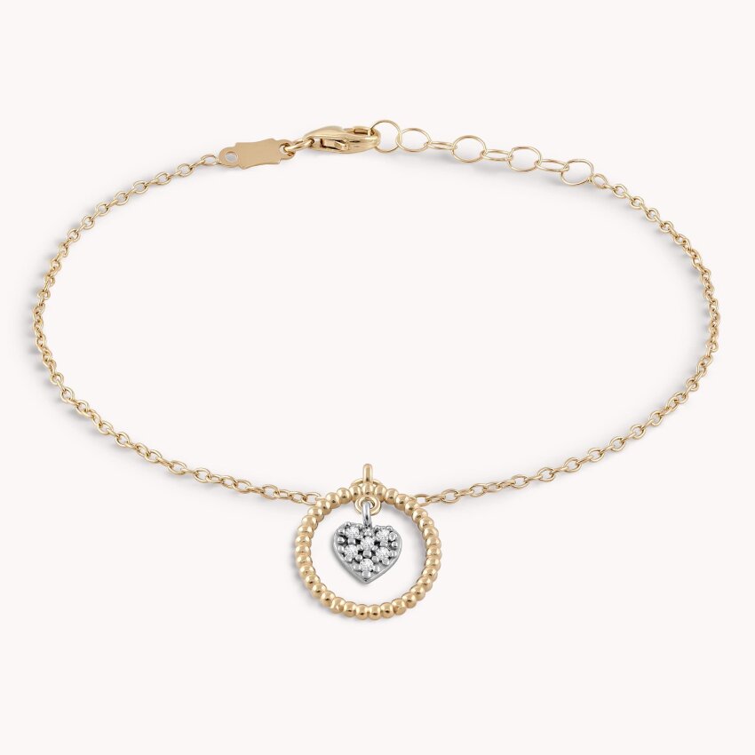 Zlatna narukvica Glossy Heart
