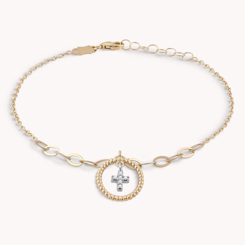 Zlatna narukvica Glossy Cross