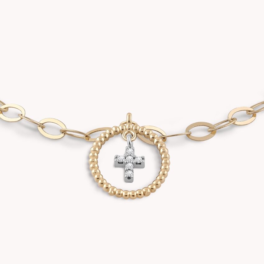 Zlatna narukvica Glossy Cross