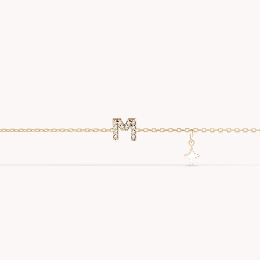 Zlatna narukvica Shiny Letter M