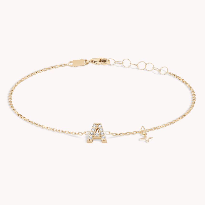 Zlatna narukvica Shiny Letter A