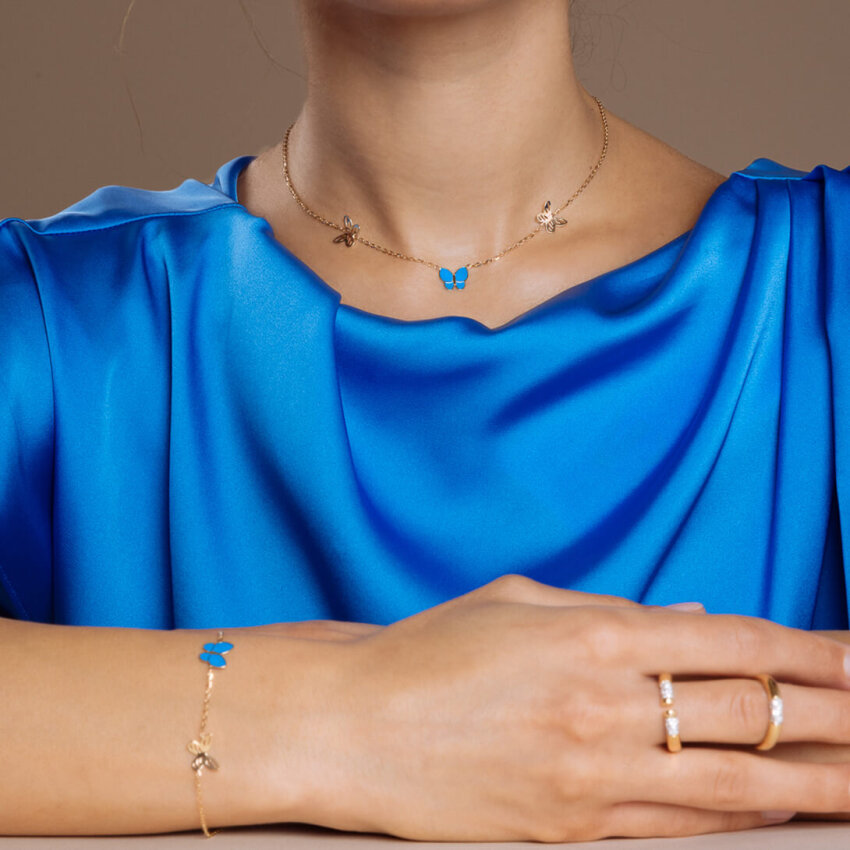 Zlatna narukvica Blue Butterfly