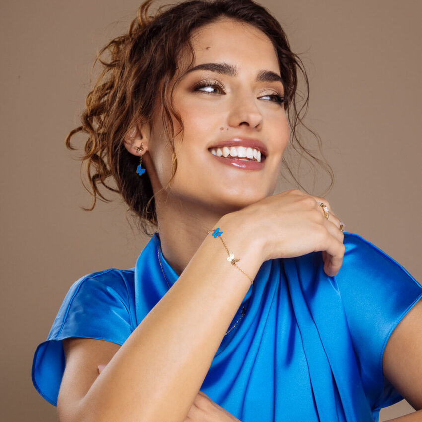 Zlatne naušnice Blue Butterfly