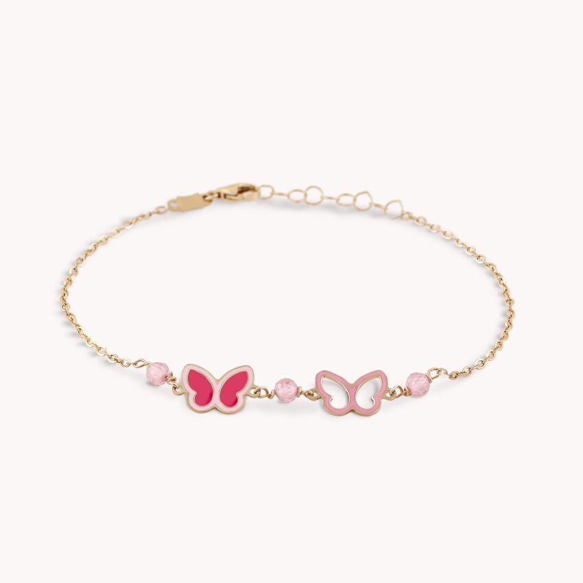 Zlatna narukvica Pink Butterflies