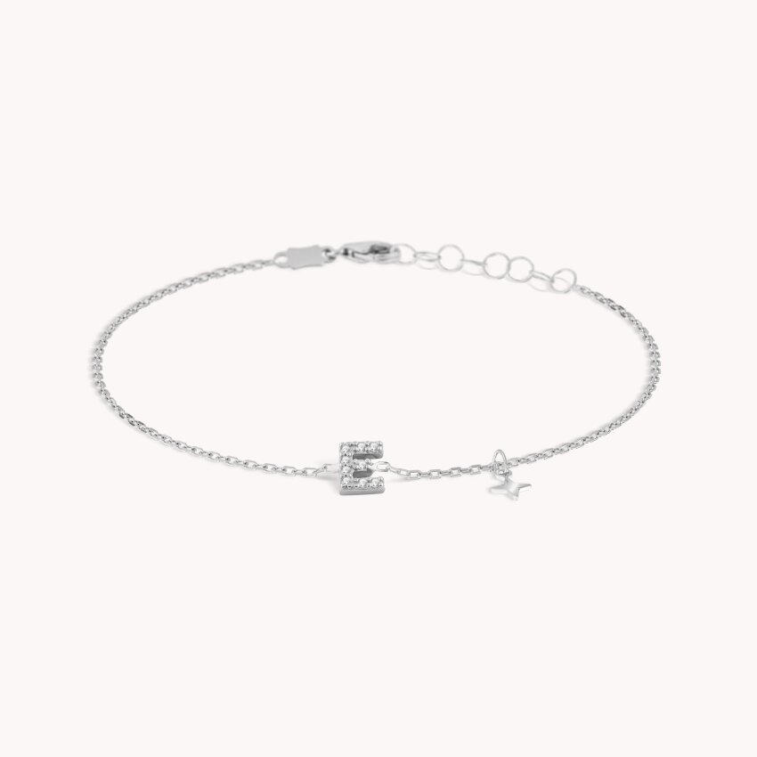 Zlatna narukvica Shiny Letter E