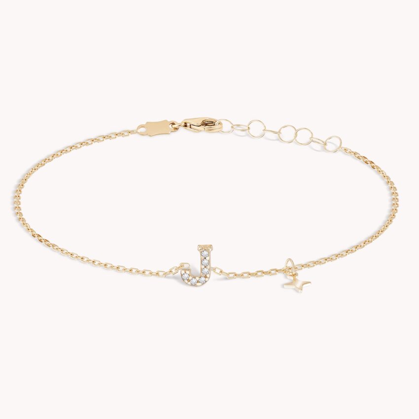 Zlatna narukvica Shiny Letter J