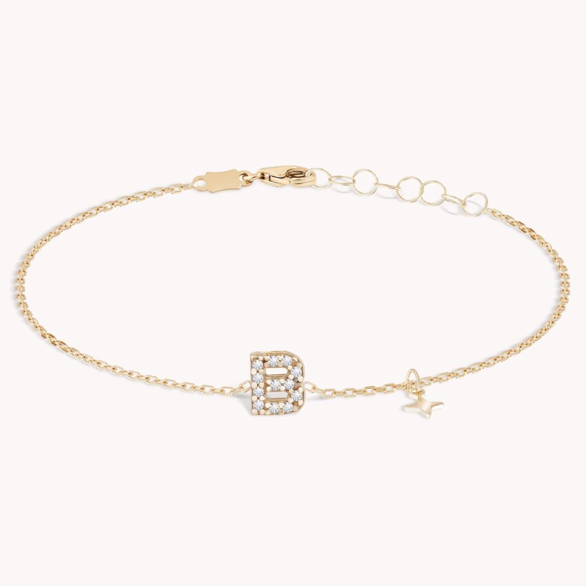 Zlatna narukvica Shiny Letter B