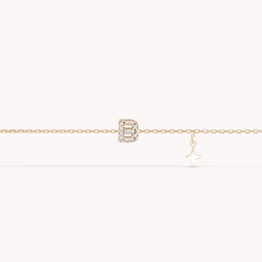 Zlatna narukvica Shiny Letter B