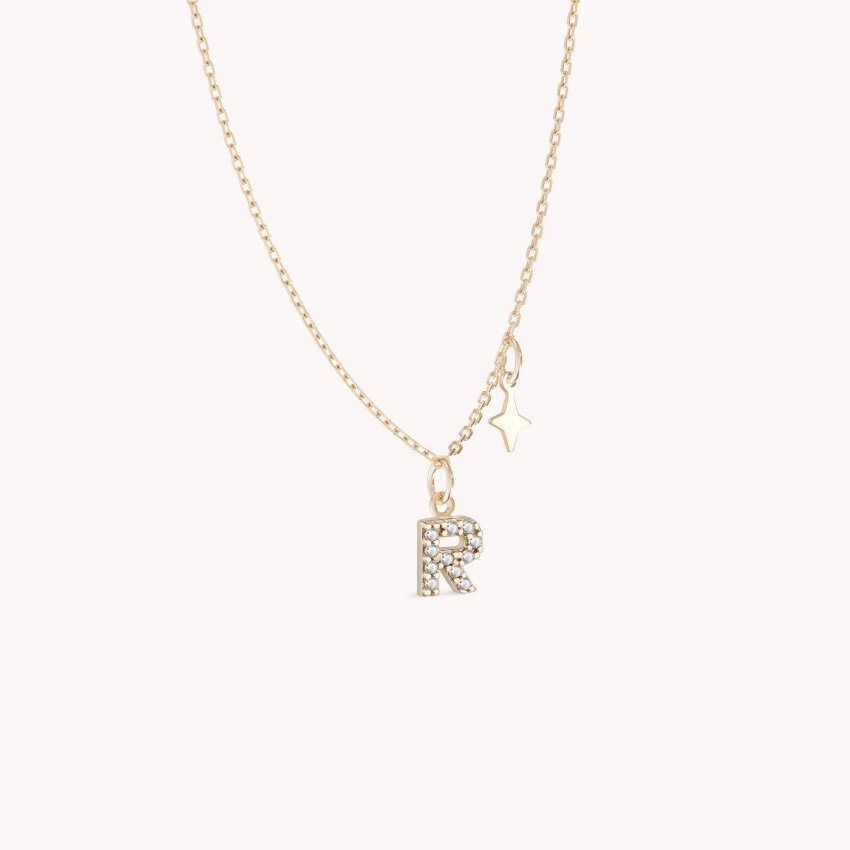 Zlatna ogrlica Shiny Letter R