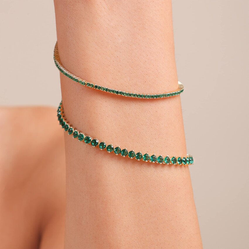 Zlatna narukvica Green Sparkle