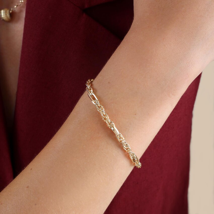 Zlatna narukvica Pleated Link