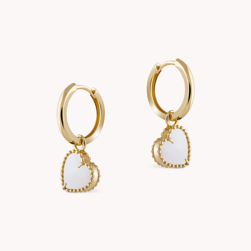 Zlatne naušnice Srce Bijelo