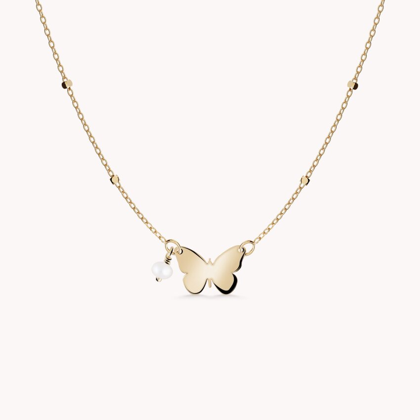 Zlatna ogrlica Leptir s bisernim detaljem