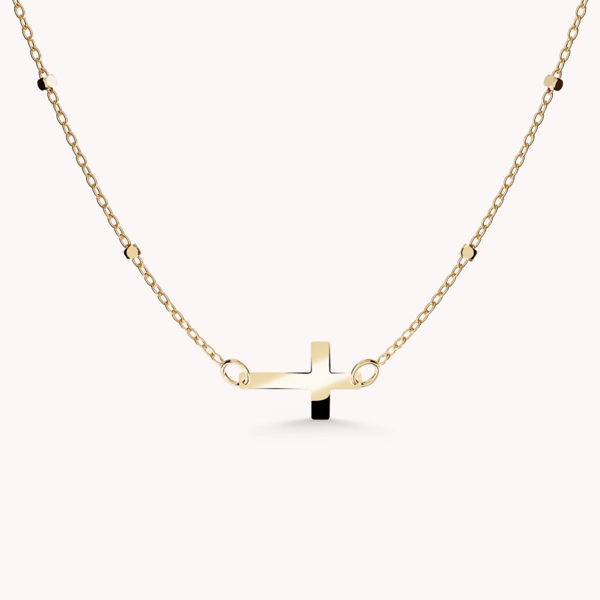 Zlatna ogrlica Križ s okruglim detaljima