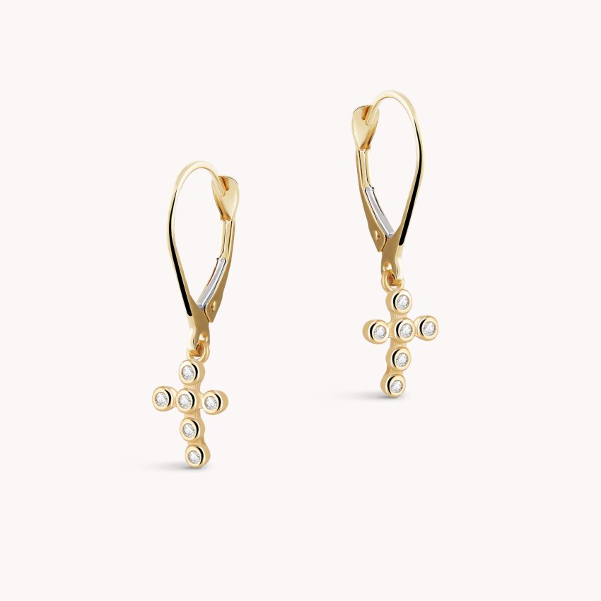 Zlatne naušnice Križ sa svjetlucavim detaljima