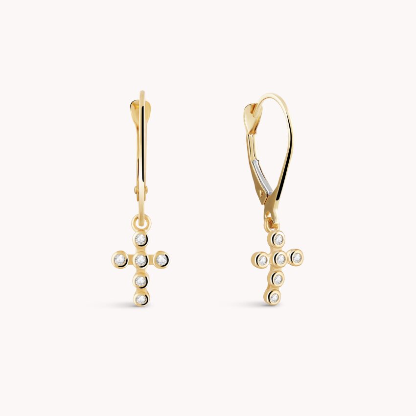 Zlatne naušnice Križ sa svjetlucavim detaljima