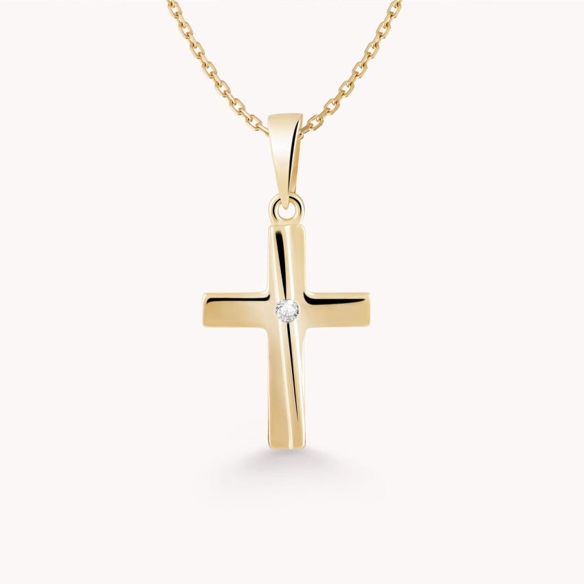 Zlatni privjesak Križ i mali detalj Žuto zlato