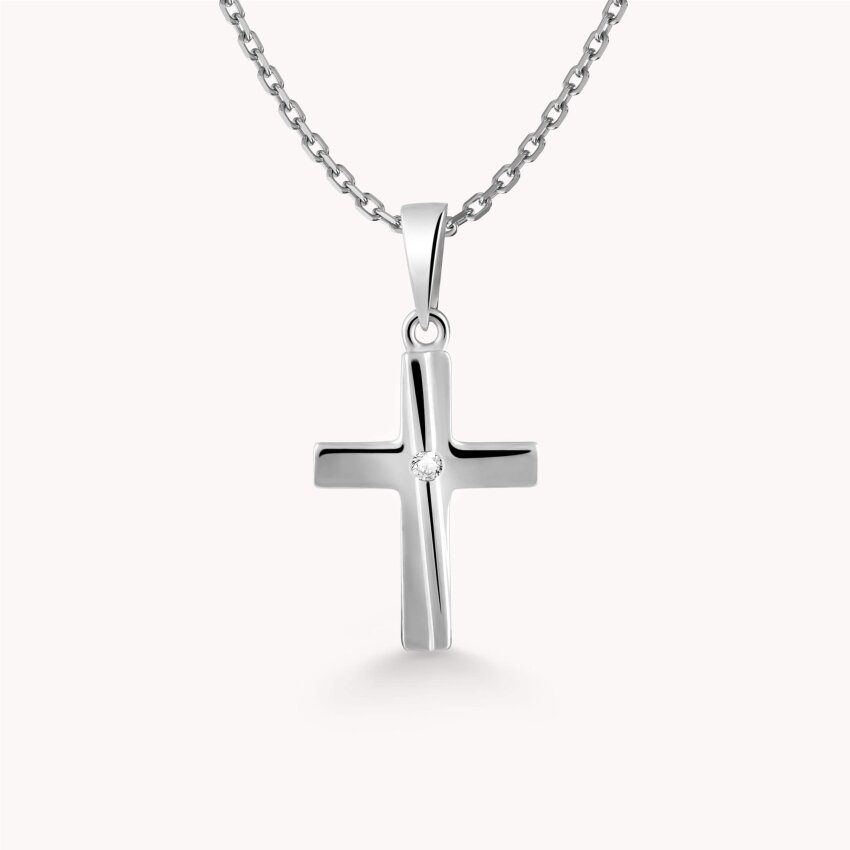 Zlatni privjesak Križ i mali detalj Bijelo zlato