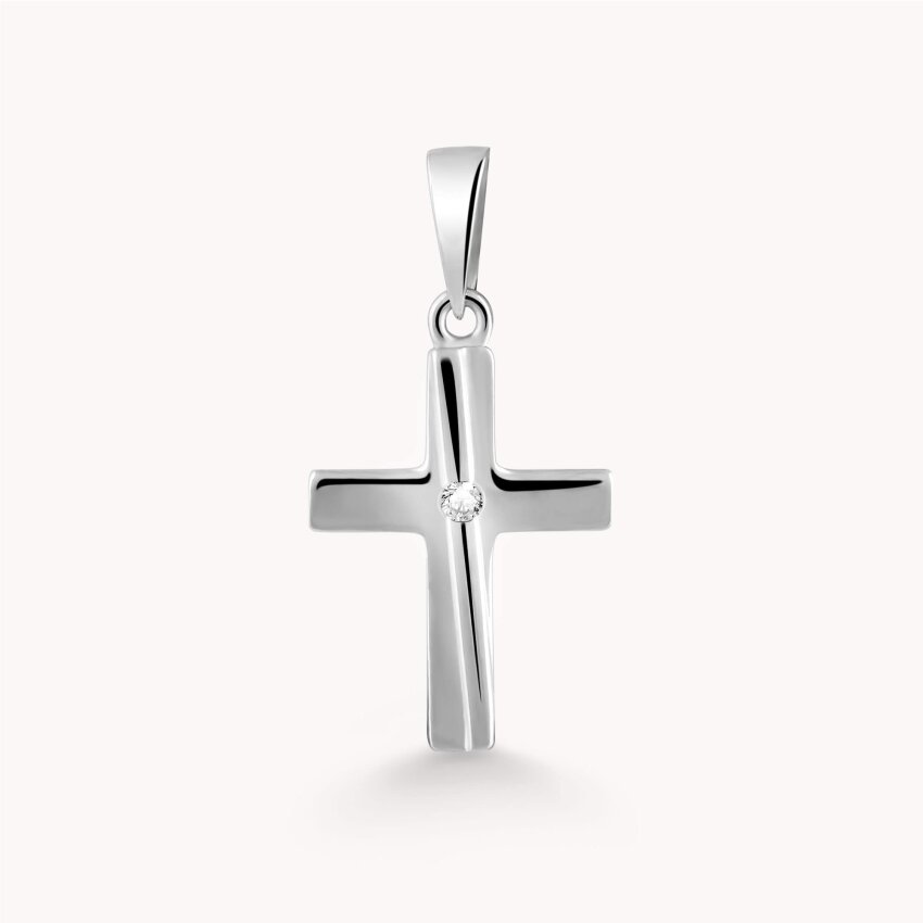 Zlatni privjesak Križ i mali detalj Bijelo zlato