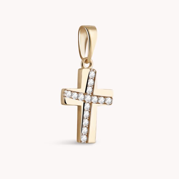 Zlatni privjesak Križ sa detaljem Žuto zlato