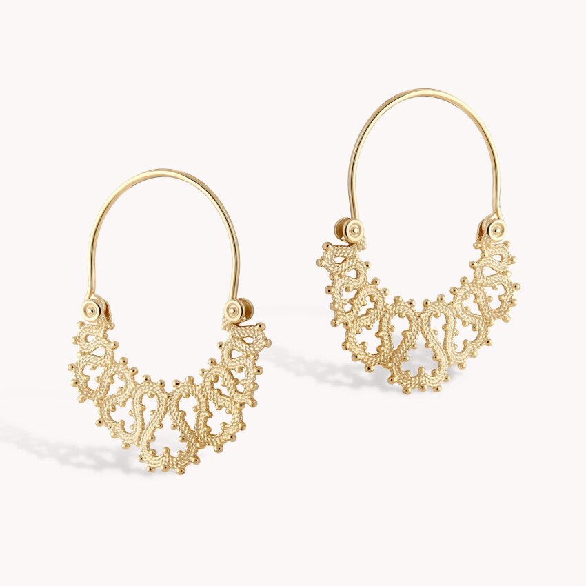 Srebrne naušnice Lepoglavska Čipka 18kt Pozlata