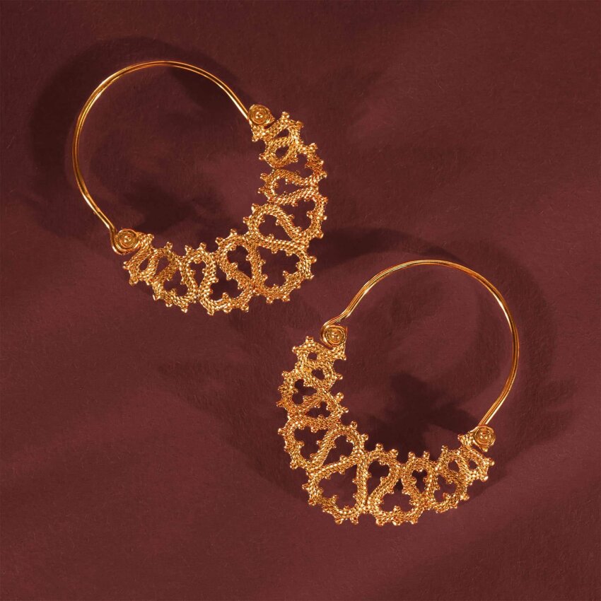 Srebrne naušnice Lepoglavska Čipka 18kt Pozlata