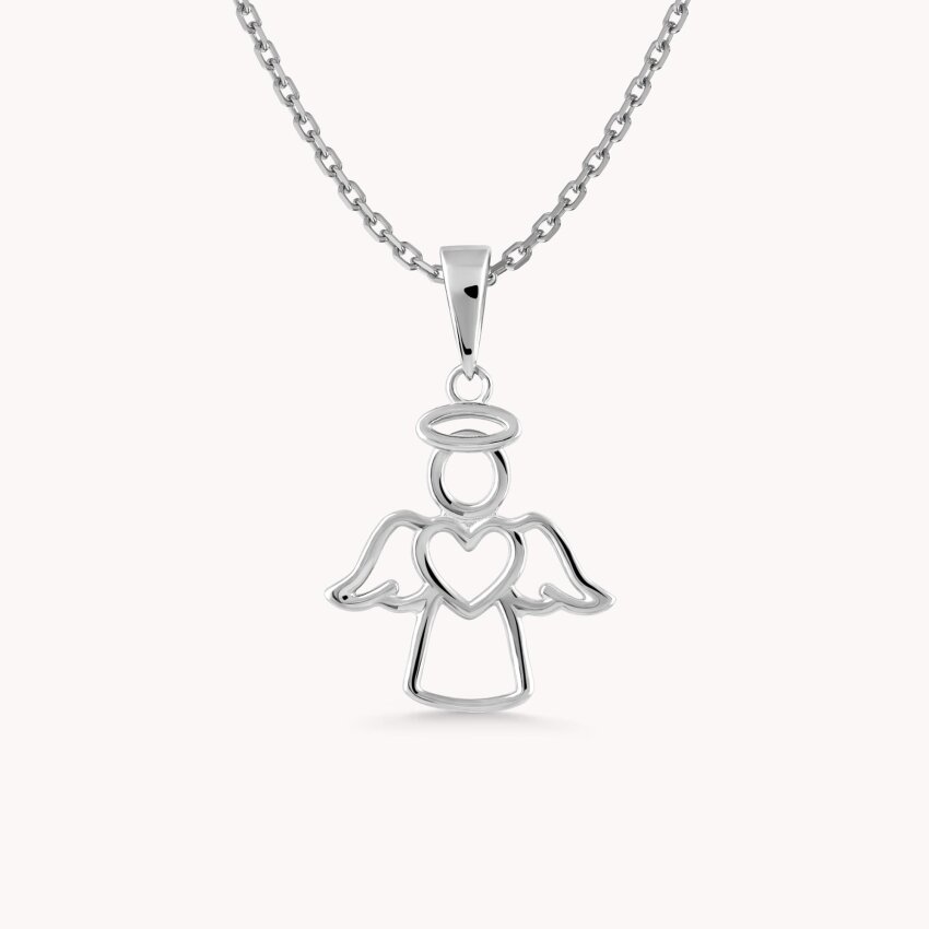 Zlatni privjesak Anđeo sa srcem Bijelo zlato