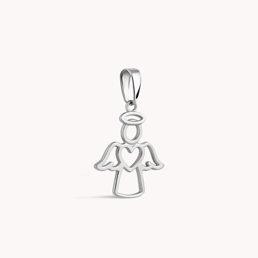 Zlatni privjesak Anđeo sa srcem Bijelo zlato