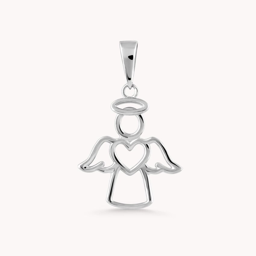 Zlatni privjesak Anđeo sa srcem Bijelo zlato