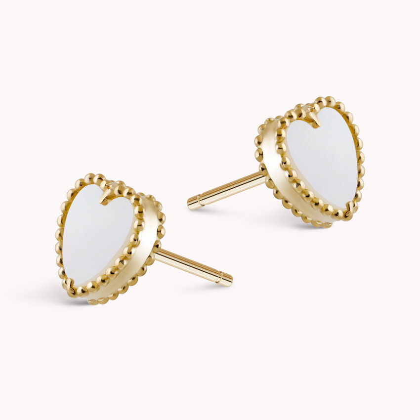 Zlatne naušnice Bijelo decentno srce