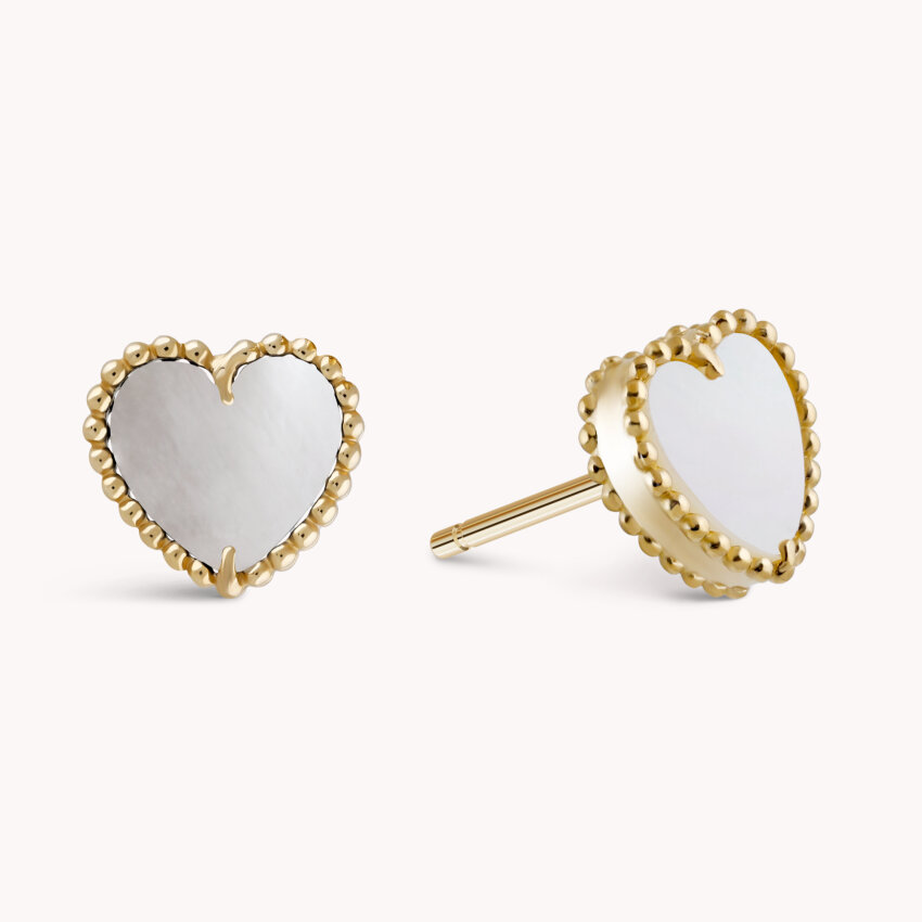 Zlatne naušnice Bijelo decentno srce