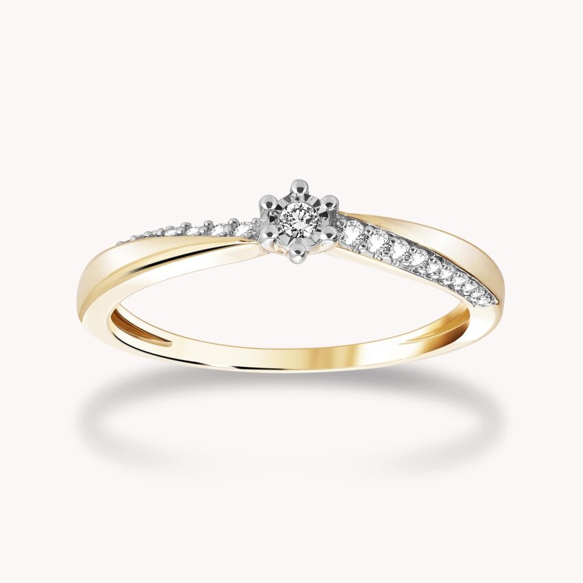 Dijamantni prsten Sjajna veza Žuto zlato