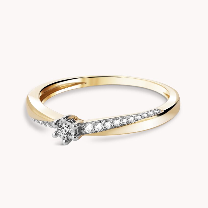 Dijamantni prsten Sjajna veza Žuto zlato