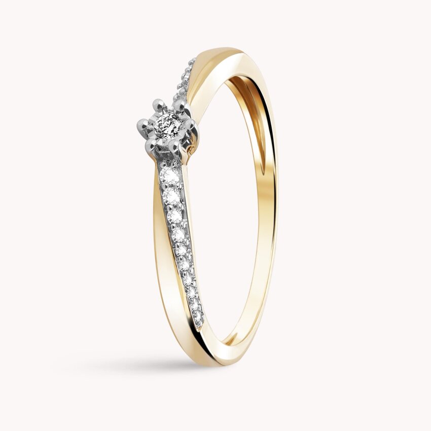 Dijamantni prsten Sjajna veza Žuto zlato