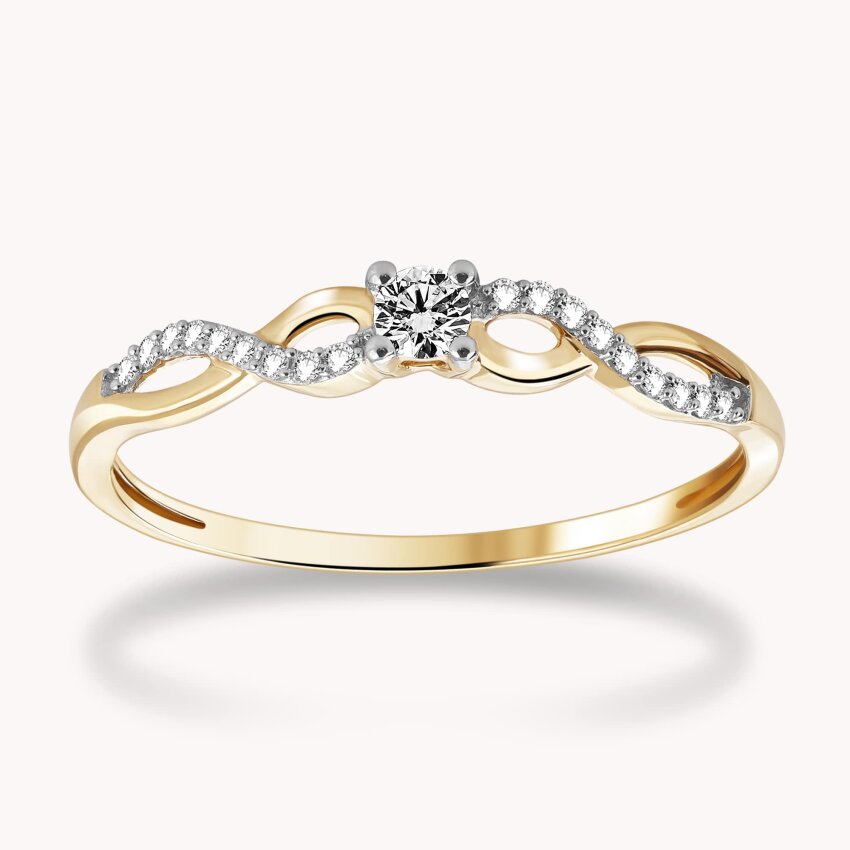 Dijamantni prsten Isprepletena ljubav Žuto zlato