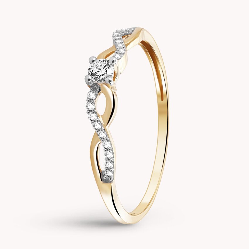 Dijamantni prsten Isprepletena ljubav Žuto zlato