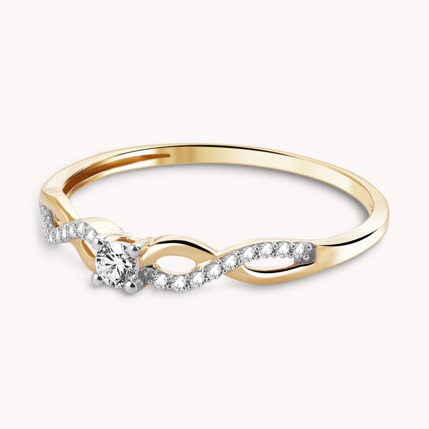 Dijamantni prsten Isprepletena ljubav Žuto zlato