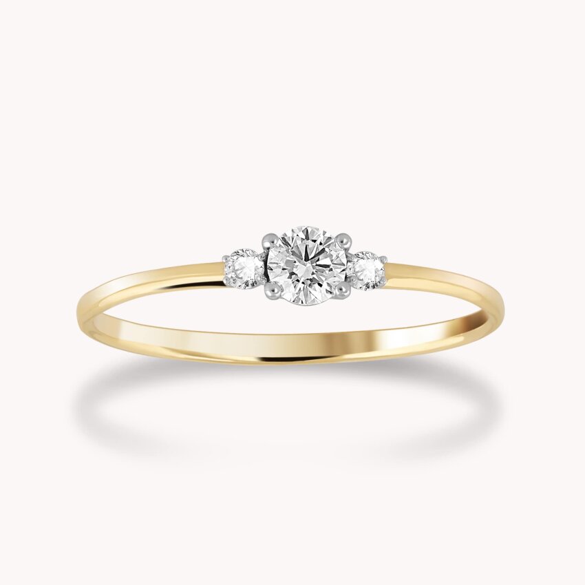 Dijamantni prsten Tri sjaja Žuto zlato