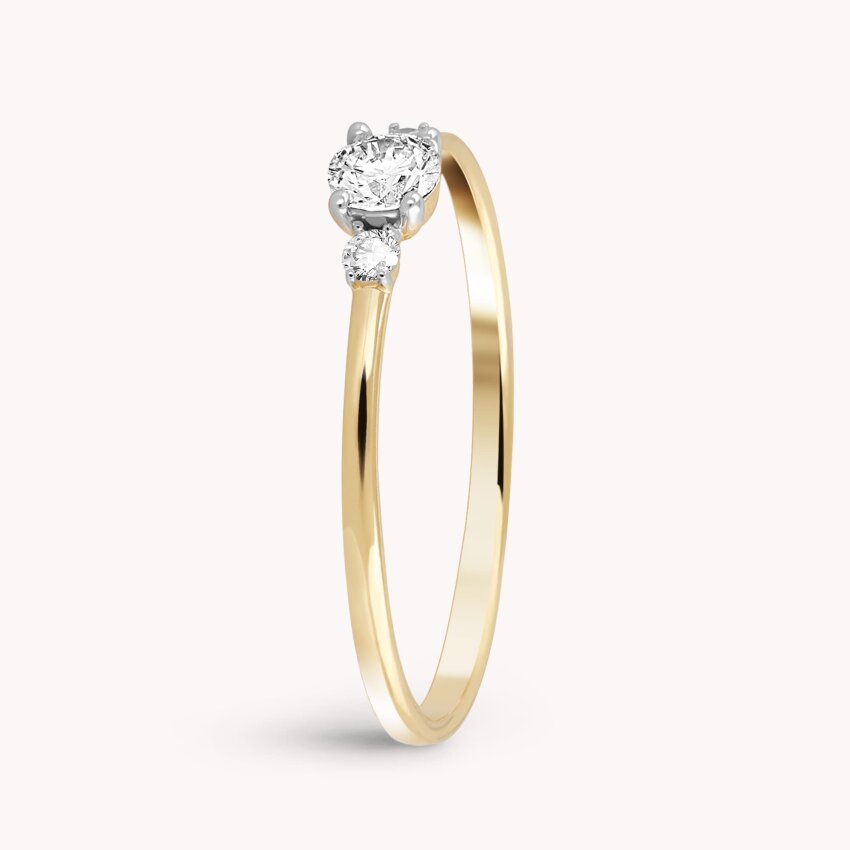 Dijamantni prsten Tri sjaja Žuto zlato