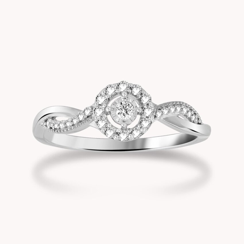 Dijamantni prsten Blještava ljubav Bijelo zlato