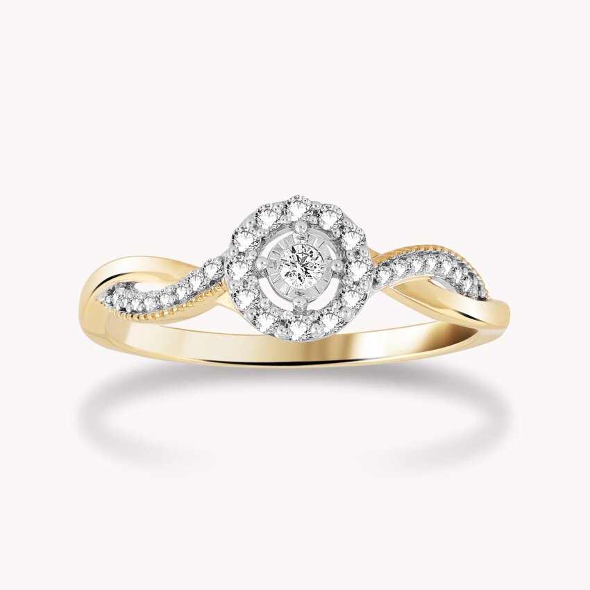 Dijamantni prsten Blještava ljubav Žuto zlato