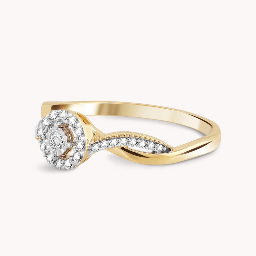 Dijamantni prsten Blještava ljubav Žuto zlato